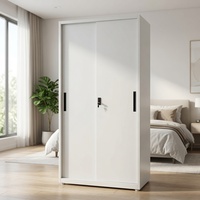 Armoire métallique coulissante blanche avec penderie et rangement, fabriquée par l'usine de Luoyang depuis 20 ans