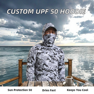 Dropshipping personnalisé, faible MOQ, impression par sublimation, respirant, séchage rapide, polyester, sweat à capuche de pêche pour homme, UPF 50, chemise à capuche - Product Image 2