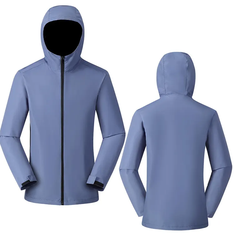 2021Custom Polyester Men's Waterproof Work Rain Jacket Multi Pockets Lightweight Outdoor Windbreaker Clothing