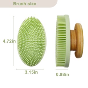 Spazzola da Bagno con Manico in Bambù Naturale Staccabile, Spazzola Esfoliante per Doccia, Scrub Corpo per Uso Bagnato, Spazzole in Silicone per Doccia - Product Image 4