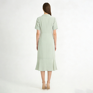 <span class=keywords><strong>Abito</strong></span> Midi <span class=keywords><strong>Verde</strong></span> Menta Doppiopetto da Donna |   <span class=keywords><strong>Abito</strong></span> da ufficio casual con volant e maniche corte (tessuto/colore personalizzabile) - Product Image 5