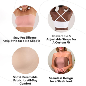 Reggiseno <span class=keywords><strong>Senza</strong></span> Spalline e <span class=keywords><strong>Senza</strong></span> <span class=keywords><strong>Ferretto</strong></span> per Donna, Taglie Grandi, Comodo e Traspirante, Vendita all'Ingrosso - Product Image 4