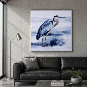 Peinture sur toile personnalisée avec impression numérique, art mural, images de cigognes grises, encadrement en bois, art graphique unique, peinture encadrée - Product Image 1