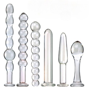 Set de Seis Plugs <span class=keywords><strong>Anales</strong></span> de Cristal con Cuentas, Dildos Pequeños de Doble <span class=keywords><strong>Uso</strong></span>, Plugs <span class=keywords><strong>Anales</strong></span> para Masturbación y Dilatación Posterior, Juguetes Sexuales para Adultos - Product Image 1