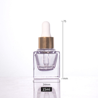 15 ml Farbige leere quadratische ätherische Öl flasche gefrostete kosmetische Glas Haaröl Tropf flasche