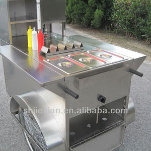 Chariot de barbecue mobile en acier inoxydable et aluminium JX-HS120B, chariot à hot-dogs avec équipement de restauration rapide, certifié CE 110V/220V - Product Image 4