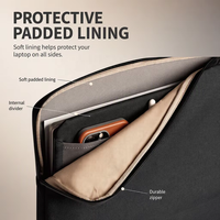Housse d'ordinateur portable minimaliste avec logo personnalisé, 14-16 pouces, cadeau d'entreprise, pochette pour ordinateur avec poche organisatrice d'accessoires avant, OEM