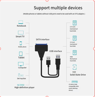 Kabel Data Hard Drive Eksternal USB3.0 ke SATA2.0 Kabel Easy Drive Konverter Hard Drive Desktop 2.5/3.5