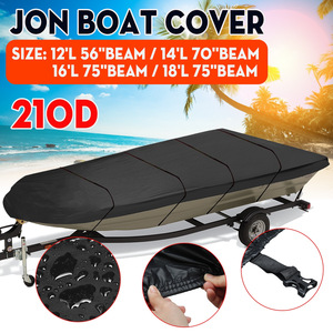210D ผ้าคลุมเรือคายัคโพลีเอสเตอร์สีดำกันน้ำและกันลมได้พร้อมสายพานกันฝุ่น4เส้นสำหรับเรือ Jon