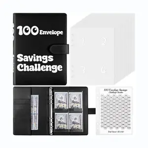 Wholesale Hot Sales Manufacture Price Black Cover 100 Envelope Savings Challenge Binder