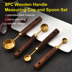 -Piece vàng mạ kim loại bếp Baking Set gỗ xử lý đo Cup và muỗng công cụ - Product Image 3