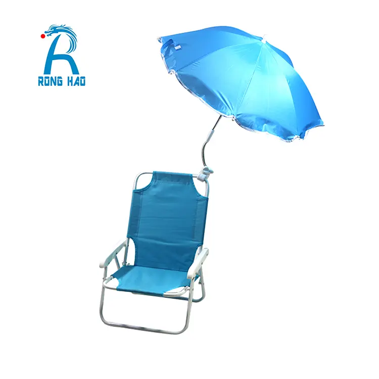 Zarif tasarım OEM şemsiye ile güneşlik çocuklar katlanır plaj sandalyesi ile özelleştirilmiş katlanır sandalye