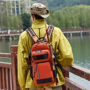 Masavi Tactical <b>Backpack</b> Orange <b>Black</b> Large Capacity Outdoor Sports <b>Men's</b> Hiking Travel Bag - Product Image 3