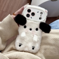 Coque de téléphone portable en peluche douce et moelleuse 3D mignonne pour l'hiver, compatible avec iPhone 11 12 13 14 15 16 17 18 Pro Max Plus