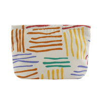Sac de rangement cosmétique en velours côtelé pour femmes, grande capacité, en gros, sac de maquillage en velours côtelé floral, pochette zippée pour les voyages