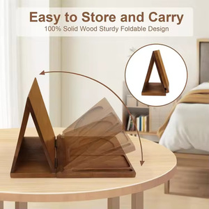 Acacia Wood Book Stand With Coffee Cup Holder And Glasses Pen Storage For Home Office <b>Desktop</b> Organizer - Product Image 2