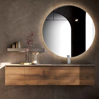 Meubles de salle de bain muraux au design simple et personnalisé, résistants à l'eau, avec miroir et lavabo pour hôtels