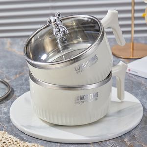 Bol en acier inoxydable pour nouilles instantanées, fruits, service de soupe, salade, vaisselle avec couvercle pour l'école, le bureau, le camping, la maison, la cuisine - Product Image 6