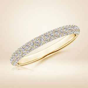 Anillo de Boda de Lujo con Tres Hileras de Diamantes Cultivados en Laboratorio y Corte Redondo en Oro de 10K, 14K, 18K y Plata 925, 935 - Product Image 1
