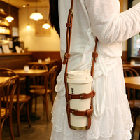 Porte-bouteille médiéval vintage, étui de transport pour flacon à vin avec bandoulière, sac en cuir steampunk pour gourde
