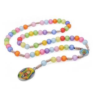 Chapelet catholique Notre-Dame <span class=keywords><strong>de</strong></span> <span class=keywords><strong>Guadalupe</strong></span> en perles arc-en-ciel, collier <span class=keywords><strong>de</strong></span> prière, bijoux religieux avec médaille <span class=keywords><strong>de</strong></span> la Vierge Marie - Product Image 3