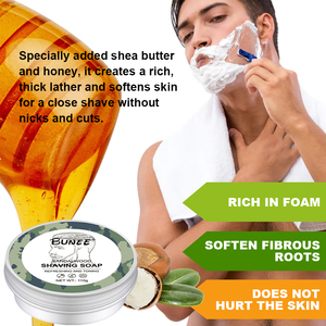 <span class=keywords><strong>Savon</strong></span> de rasage pour hommes Marque privée Fait à la main Mousse dense Beurre de karité Menthe poivrée Barbes Moustache - Product Image 4