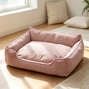 Cama para Mascotas Personalizada de Felpa Suave con Rayas y Funda Extraíble, Colchoneta para Dormir para Todas las Estaciones, Sofá Cama para Perros y Gatos Medianos y Grandes - Product Image 4