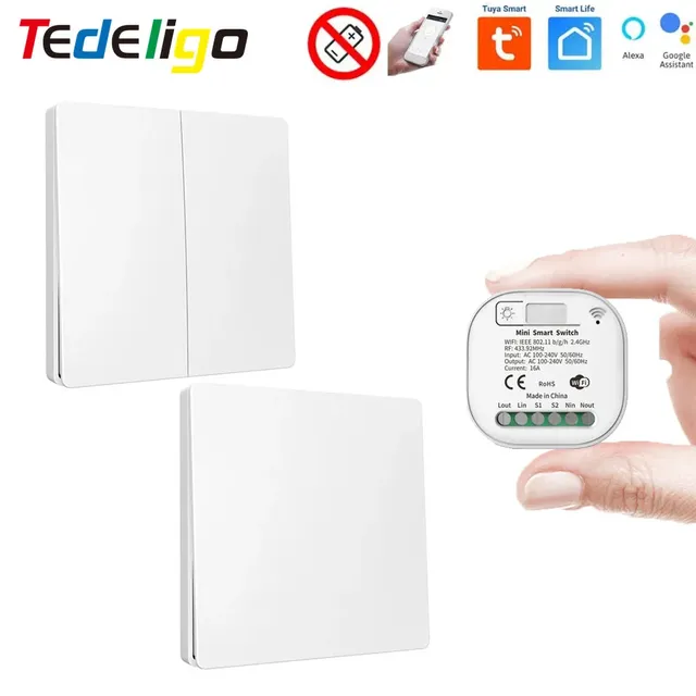 110V 220V WiFi RF Plastic Light Switch 16A Smart Self-Powered Kinetic Switch No Battery Needed Alexa Google Support