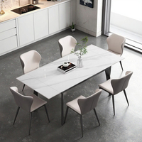 Nordisches Luxus-Esstisch-Set mit Ausziehbarem Klappbarem Metalltisch und Stühlen, Eisenrahmen, Modernes Design für Kleine Wohnungen, Rechteckige Platte