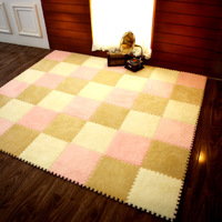 Dalles de Moquette Modulaires en Mousse EVA, Tapis de Sol Lavable Doux et Élastique, Tapis Puzzle pour Chambre, Salon, Paillasson, Surface Pelucheuse, Épaisseur 1cm