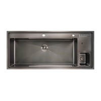 Évier de cuisine multifonctionnel en acier inoxydable 304 de 120 cm avec surface gaufrée et accessoires