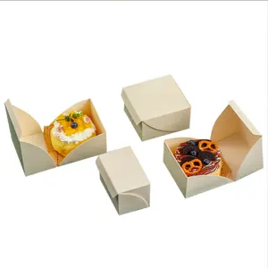 Gmialimentos caixa de embalagem descartável, pequena impressão personalizada para mini rosquinha, caixa de papel de embalagem personalizada, branco e rosa