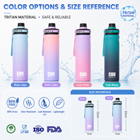 Bouteille d'eau de sport en PC de 600 ml et 750 ml, dégradée, à boire directement, avec joint en silicone et sangle de poignet pour le cyclisme et la randonnée