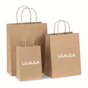 ถุงกระดาษสีน้ำตาลรีไซเคิลรักษ์โลกสำหรับใส่อาหารกลับบ้าน ถุงช้อปปิ้ง ถุงของขวัญ ถุงบรรจุภัณฑ์งานฝีมือ ถุงกระดาษคราฟท์พร้อมโลโก้ - Product Image 2