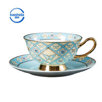 Service à café et soucoupe en porcelaine fine, motif floral papillon, 220 ml, style vintage anglais, pour le thé de l'après-midi, cadeau de mariage élégant