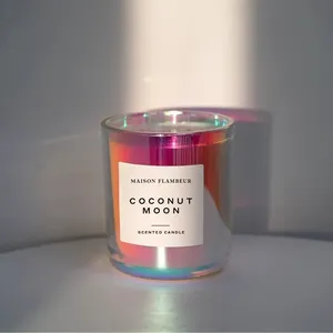 Luxury Colorful Glass Jar Scented Candle Aroma Bottle Soy Wax Fragrance Double Wick Candles