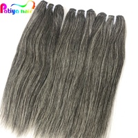 Patiya – Lot de mèches de cheveux humains brésiliens lisses, couleur gris naturel mélangé noir et poivre, vente en gros