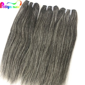 Patiya – Lot de mèches de cheveux humains brésiliens lisses, couleur gris naturel mélangé noir et poivre, vente en gros - Product Image 1