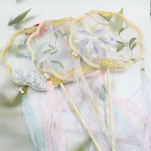 Abanico bordado de doble cara semitransparente, estilo tradicional chino, abanico redondo Hanfu para mujer, abanico duradero de verano para niños - Product Image 3