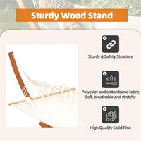 Hamac en bois robuste pour une personne avec support pour extérieur, jardin, balcon, terrasse