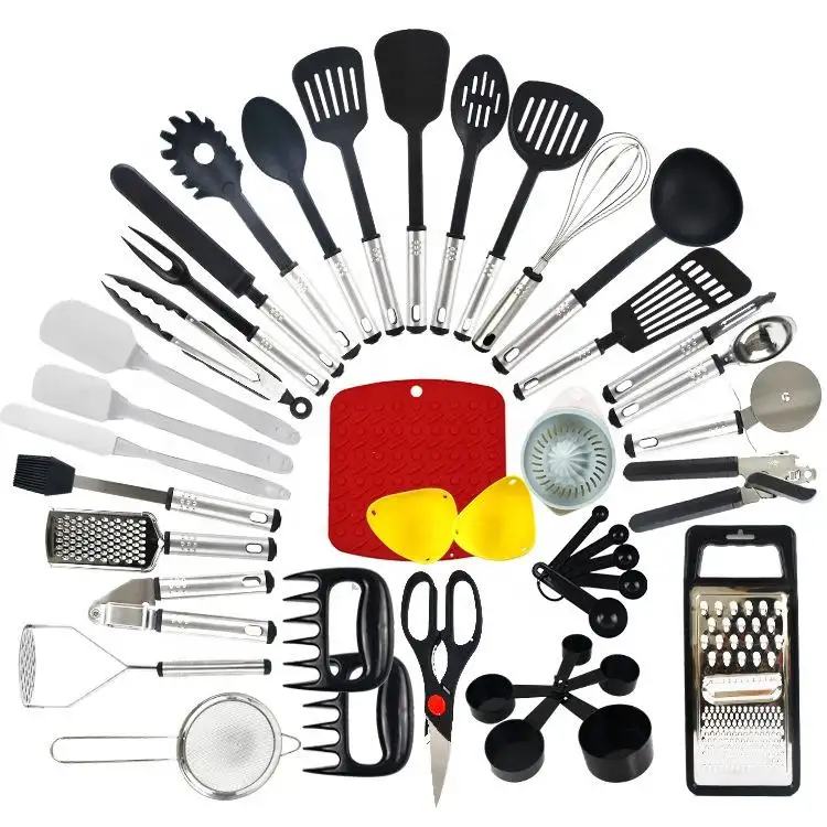Кухонные принадлежности, кухонные принадлежности, нетоксичные кухонные инструменты, силиконовые черные кухонные принадлежности, инструменты для приготовления пищи