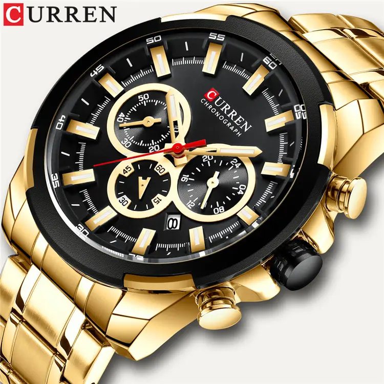 CURREN 8361 spor erkek saat üst marka moda iş altın erkek izle su geçirmez kronograf saat curren erkekler fiyat