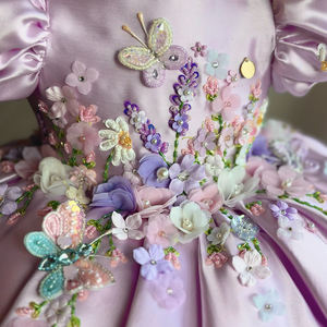 Farfalle floreali fatte a mano di alta qualità di lusso Appliques vestiti <span class=keywords><strong>per</strong></span> bambini maniche a sbuffo ragazze abito ricamato <span class=keywords><strong>per</strong></span> il matrimonio - Product Image 5