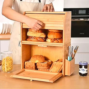 Wooden Snack <b>Storage</b> <b>Box</b> Rectangle With Lid Drawer Desktop <b>Kitchen</b> Living Room Organizer Food Container - Product Image 3