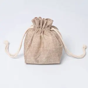 Sacos de vinho de serapilheira ecológicos para presente, sacos de vinho com cordão de linho, sacola com logotipo personalizado