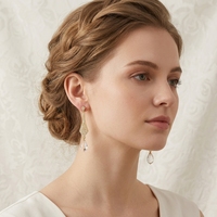 Boucles d'oreilles pendantes vintage Art Déco plaquées or 18 carats avec zircon cubique en forme de goutte, filigrane, longues, pour mariée, bijoux de mariage 2026, vente en gros, design léger