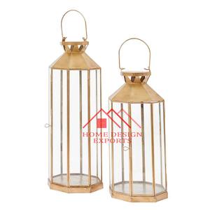 <b>Glass</b> Lantern for Christmas Decorations for Home & Hotels Decoration Metal Antique Brass Decorative Candle Lantern - Product Image 1