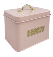 Organizador de Tarjeta de Recetas de Metal, caja de hojalata con tarjetas y divisores