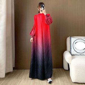 Vestido Maxi Elegante <span class=keywords><strong>para</strong></span> <span class=keywords><strong>Mujer</strong></span> Talla Grande con Tela Tejida Fruncida, Color Degradado y Dobladillo Plisado, Moda Musulmana - Product Image 4