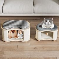 Lit superposé pour chat de style villa, moderne et luxueux, en bois écologique, toutes saisons, peu encombrant, avec fermeture à boutons, imprimé pour salon - Grande Vente